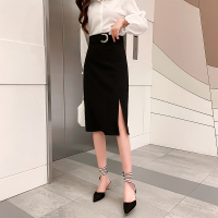 【铂瑟】2020秋季不规则中长款高腰半身裙秋冬新款修身显瘦A字裙