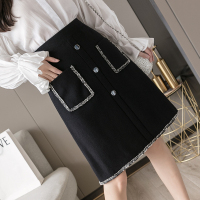 【铂瑟】针织a字半身裙女2020秋冬新款韩版小香风毛线中长款显瘦伞裙