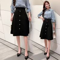 【铂瑟】2020秋冬新款半身裙女中长款韩版高腰复古文艺A字裙
