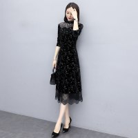 【铂瑟】2020秋季网纱镂空时尚气质百搭优雅2020年秋季潮流连衣裙