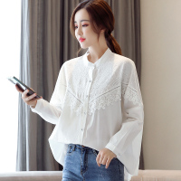 【铂瑟】衬衫蕾丝长袖勾花镂空绣花2020年夏季韩版纯色潮流时尚