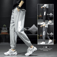 【铂瑟】男士休闲宽松潮流裤子青少年腰部抽绳松紧腰脚口男长裤