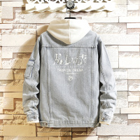 【铂瑟】白墙风夹克男韩版潮流秋季新款潮牌宽松牛仔外套休闲男装9151