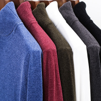 【铂瑟】冬季男士高领毛衣雪尼尔针织衫修身纯色加厚保暖