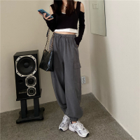 【秀衣记】口袋工装裤抽绳显瘦束脚裤灯笼裤