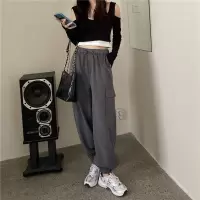 【秀衣记】口袋工装裤抽绳显瘦束脚裤灯笼裤