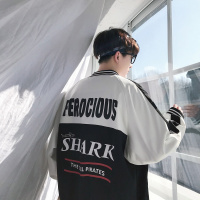 【秀衣记】后背印花男士棒球撞色外套棒球领