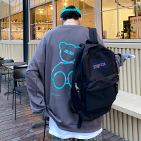 【秀衣记】秋季新款港风宽松版圆领套头卫衣男小熊印花上衣