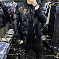 【COMEACROSS】2020新款秋冬休闲青秋流行修身型棒球领皮衣