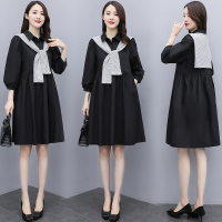 【铂瑟】时尚条纹披肩连衣裙两件套