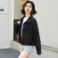 【秀衣记】牛仔外套女2020秋秋新款韩版宽松时尚洋气短款简约英文印花上衣潮