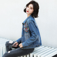 【秀衣记】牛仔外套女2020秋秋新款韩版修身时尚洋气短款简约英文刺绣上衣潮