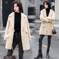 【秀衣记】2020新款冬季仿水貂羊剪绒金貂绒大衣女中长款加厚保暖外套毛呢