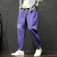 【铂瑟】2020新款日系宽松休闲哈伦束脚长裤男印花