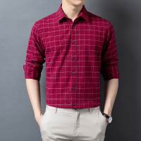 【铂瑟】2020-1秋冬男士磨毛格子衬衣舒适
