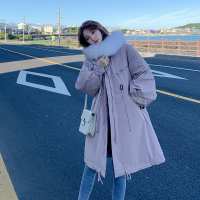 【秀衣记】派克服女中长款大毛领冬季棉服