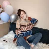 【秀衣记】2020新款女秋冬外穿茧型油画日系复古毛衣套头宽松慵懒风洋气