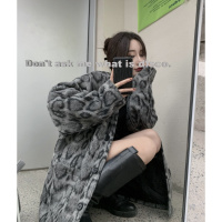 【秀衣记】2020冬季韩版复古豹纹宽松长袖外套女时尚百搭毛呢外套潮