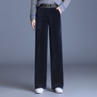 【秀衣记】雪尼尔条绒阔腿裤女2020秋冬高腰垂坠感宽松显瘦直筒灯芯绒长裤子