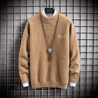 【秀衣记】秋时尚毛线衣青年修身休闲潮纯色针织衫男条纹毛衣外套