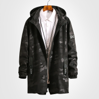 【秀衣记】秋秋新款港仔大码中长迷彩男风衣日系大码潮牌男风衣