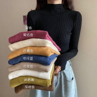 【HY&CO】秋冬新款修身半高圆领长袖针织衫上衣女打底衫毛衣