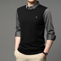 【铂瑟】秋季男士假两件衬衣领毛衫轻奢高端主推