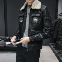 【铂瑟】新款秋冬季加绒加厚男士飞行皮衣夹克外套