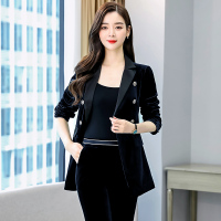 【铂瑟】时尚金丝绒西装外套