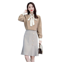 【铂瑟】优雅百搭长袖衬衫时尚半身裙韩版两件套2020年秋季