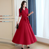 【铂瑟】连衣裙2020年秋季舒适时尚长款纯色中长款