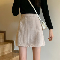 【COMEACROSS】大码女胖妹妹半身裙秋季2020新款带亮闪高腰显瘦A字裙短裙