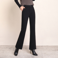 【COMEACROSS】坠感喇叭裤女高腰显瘦西装阔腿裤女秋冬毛呢裤子黑色微喇长裤垂感