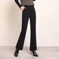 【COMEACROSS】坠感喇叭裤女高腰显瘦西装阔腿裤女秋冬毛呢裤子黑色微喇长裤垂感