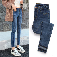 【COMEACROSS】牛仔裤女小脚秋夏季新款韩版显瘦烟灰色网红高腰裤子