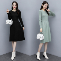 【COMEACROSS】女装毛衣新款女长袖内搭针织连衣裙秋冬季中长款过膝打底毛衣裙