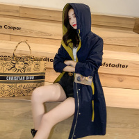 【COMEACROSS】连帽风衣女中长款2020秋韩版宽松百搭流行小个子休闲外套