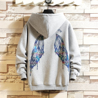 【COMEACROSS】2020秋季新日系砖墙挂拍大码男翅膀炫彩镭射印花连帽卫衣