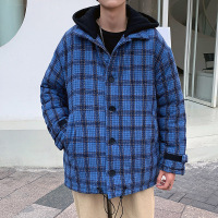 【COMEACROSS】2020冬季格子棉衣大毛领时尚男女中性风