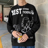 【HY&CO】2020秋季新款港风外景宽松大码卡通印花男士圆领套头卫衣