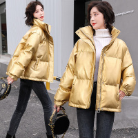 【铂瑟】时尚洋气PU皮后工艺亮面免洗面料棉服2020年冬季新款女装面包服