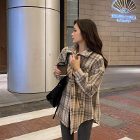 【秀衣记】格子毛呢翻领外套女2020年秋冬新款气质短款呢子上衣百搭大衣