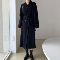 【秀衣记】2020新款秋冬时尚气质百搭极简主义高级感简单腰带呢料大衣