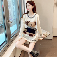 【秀衣记】2020新款秋季日系卡通茧型套头毛衣宽松慵懒风时尚针织衫