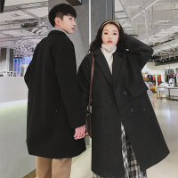 【HY&CO】冬季港风情侣男女中长款羊羔绒毛呢大衣上衣风衣