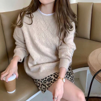 【HY&CO】2020秋冬新款韩版百搭宽松毛衣女大版镂空纯色外穿上衣针织衫