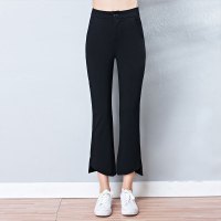 【COMEACROSS】2020秋新款休闲裤女开叉修身打底喇叭裤裤子九分裤