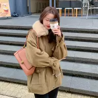 【COMEACROSS】短款派克服外套女2020冬季新款休闲宽松时尚棉服内胆仿兔毛派克服