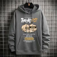 【COMEACROSS】中性风印花连帽卫衣秋冬季男女套头宽松休闲外套情侣装打底帽衫