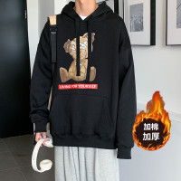 【COMEACROSS】秋冬加绒加厚情侣连帽印花港风卫衣宽松休闲